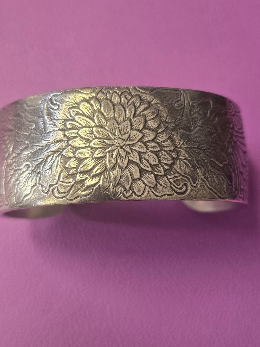Salisbury Pewter Nevember Floral Engraved Cuff Bracelet - NEVER WORN